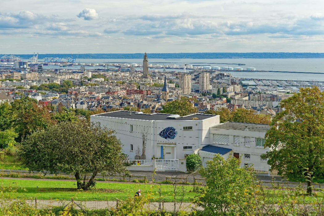 Premium Textil-Leinwand Ausblick vom ehemaligen Fort von Sainte-Adresse in Le Havre
