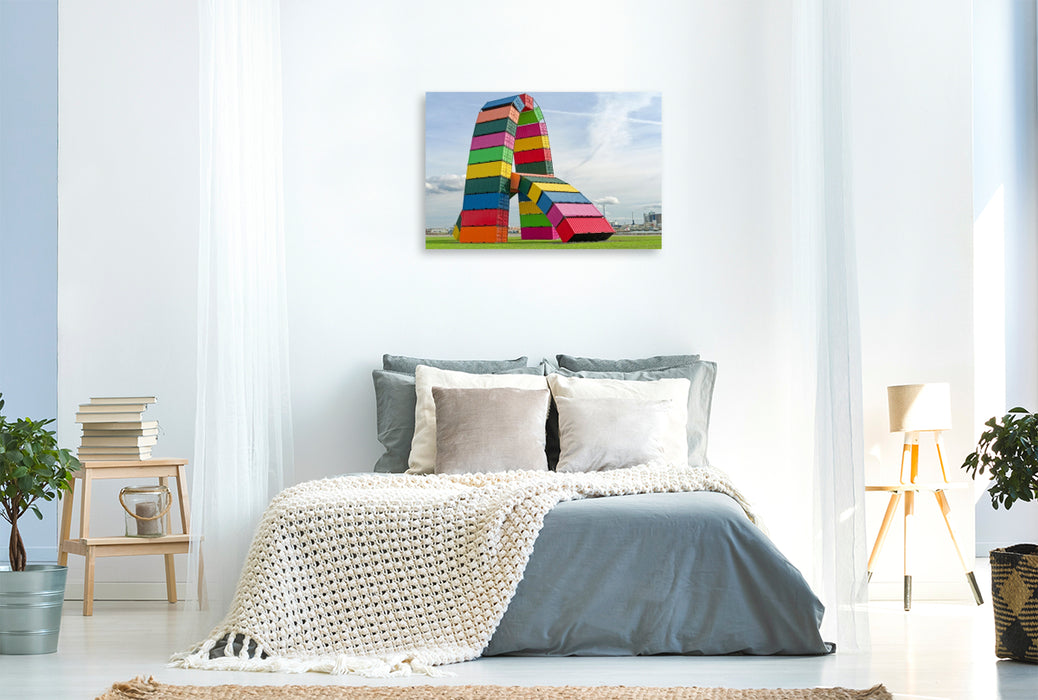 Premium Textil-Leinwand Moderne Containerskulptur von Vincent Ganivet in Le Havre