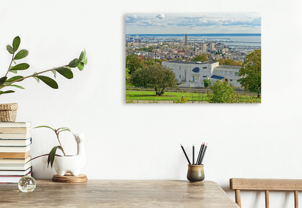 Premium Textil-Leinwand Ausblick vom ehemaligen Fort von Sainte-Adresse in Le Havre