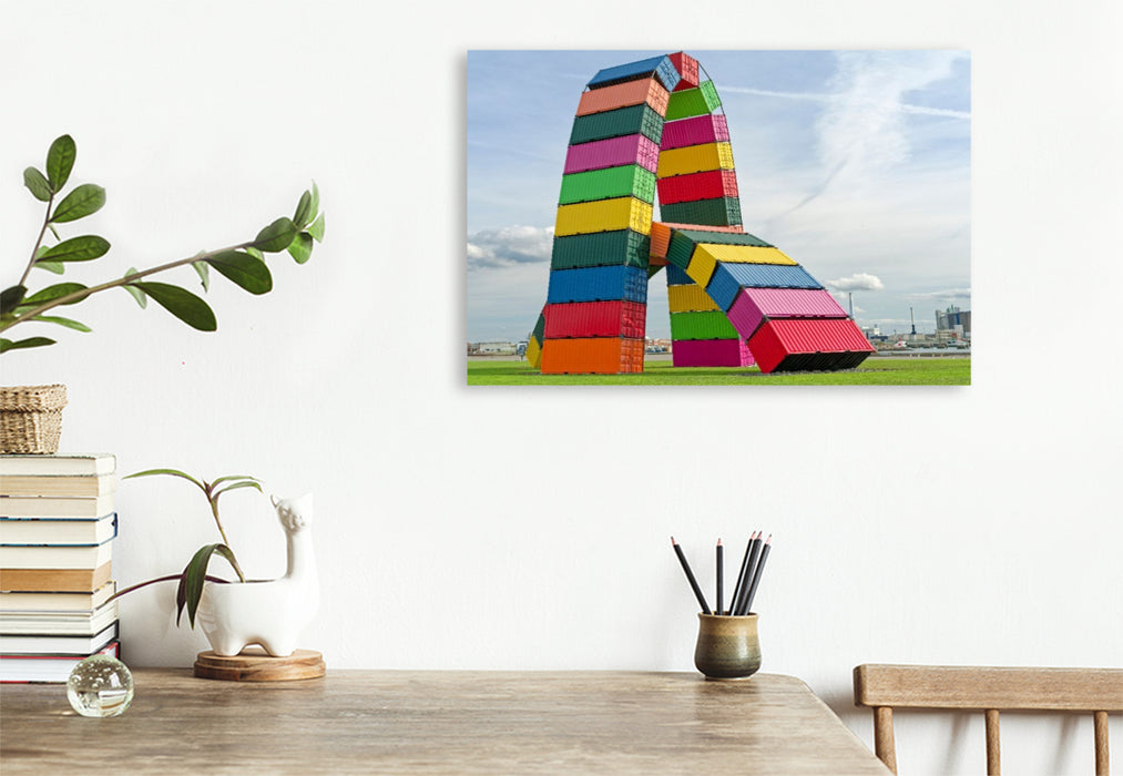 Premium Textil-Leinwand Moderne Containerskulptur von Vincent Ganivet in Le Havre