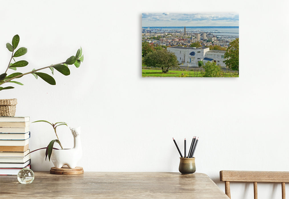 Premium Textil-Leinwand Ausblick vom ehemaligen Fort von Sainte-Adresse in Le Havre