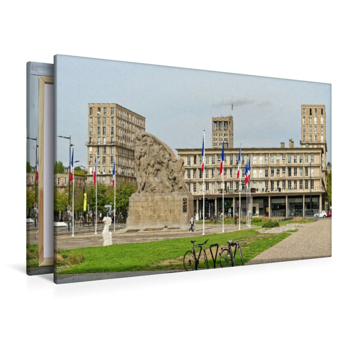Premium Textil-Leinwand Opfer des Krieges - Monument am Place General de Gaulle in Le Havre, Normandie