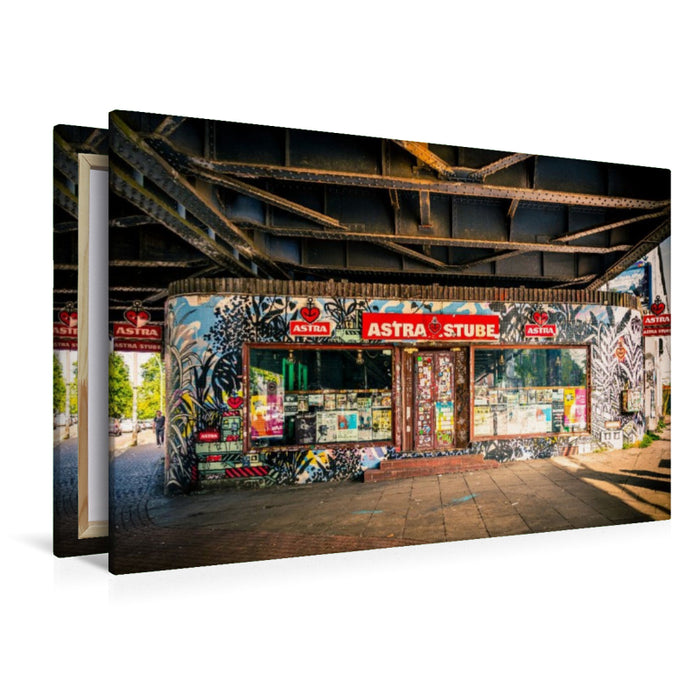Premium Textil-Leinwand Die Kultkneipe unter der Sternbrücke in Hamburg