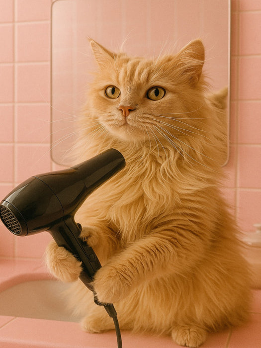 Katze am Frisieren und Fönen - CALVENDO Foto-Puzzle'