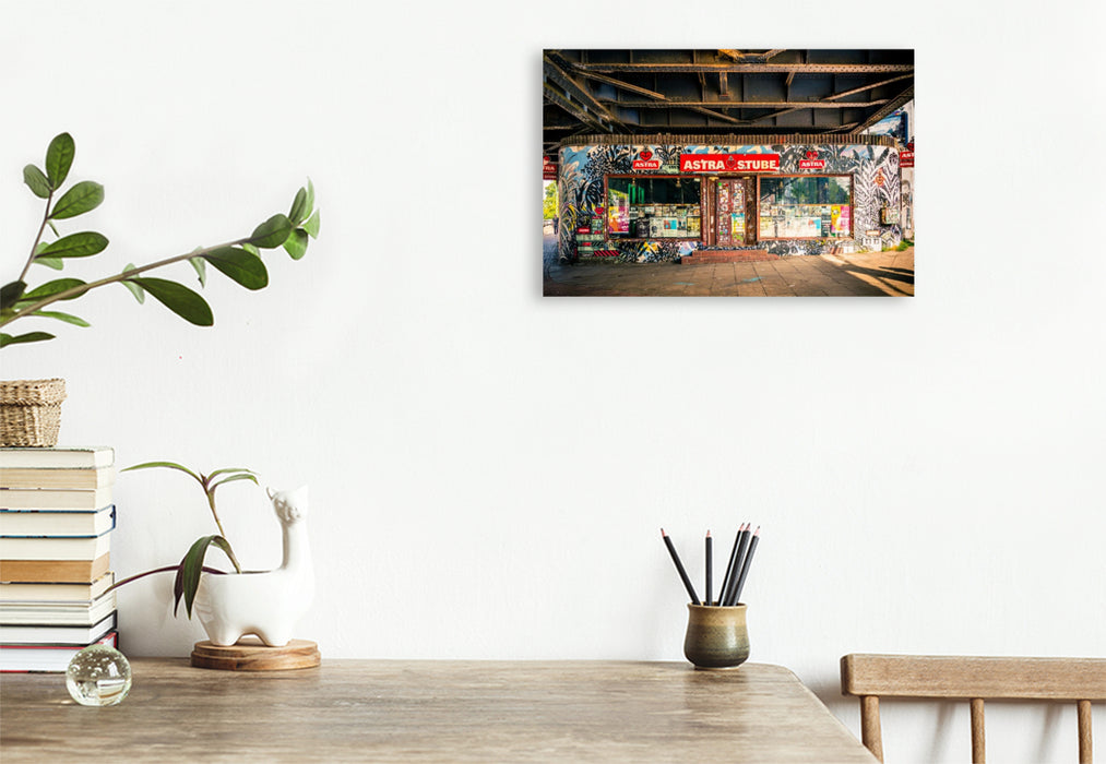 Premium Textil-Leinwand Die Kultkneipe unter der Sternbrücke in Hamburg