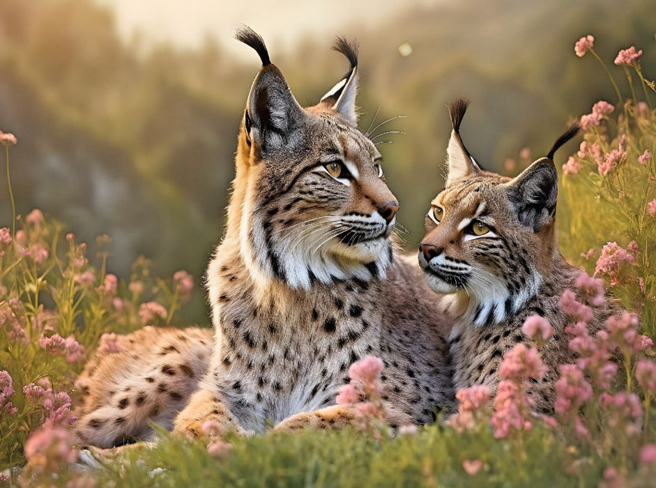 Verliebtes Luchspärchen in Paarungsstimmung - CALVENDO Foto-Puzzle'