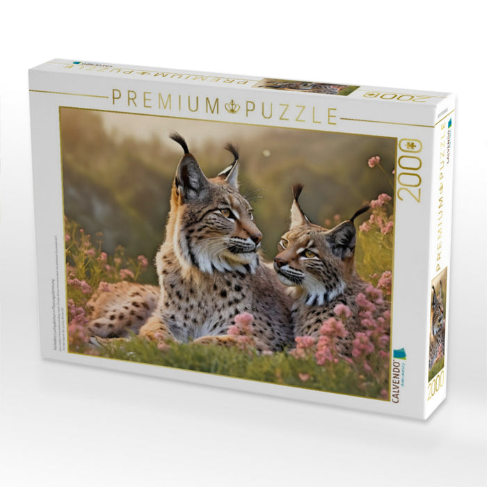 Verliebtes Luchspärchen in Paarungsstimmung - CALVENDO Foto-Puzzle'