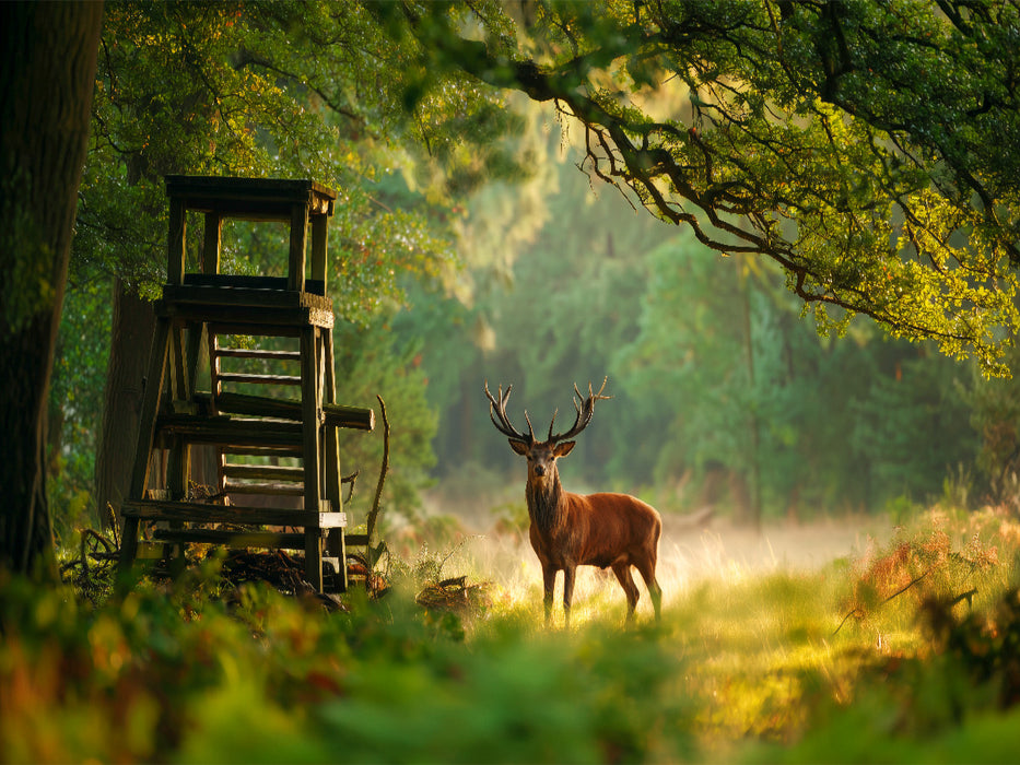 Majestätischer Hirsch im Morgenlicht am Waldrand - CALVENDO Foto-Puzzle'