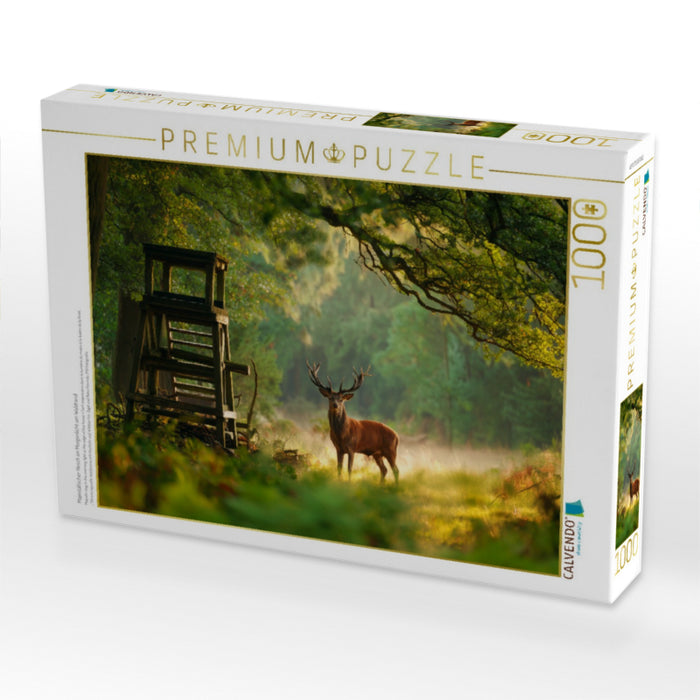 Majestätischer Hirsch im Morgenlicht am Waldrand - CALVENDO Foto-Puzzle'