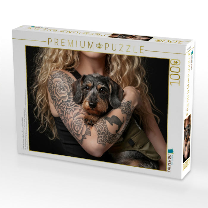 Schau, schau, ein hübsches Rauhaardackel-Mädel. - CALVENDO Foto-Puzzle'