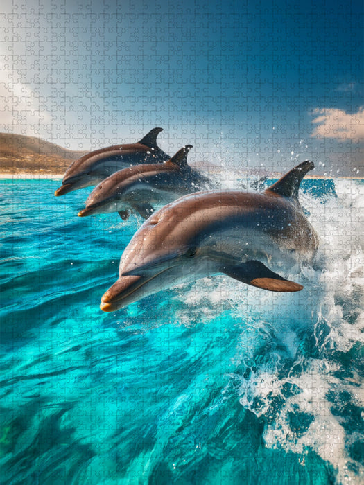 Delfine im türkisblauen Meer - CALVENDO Foto-Puzzle'