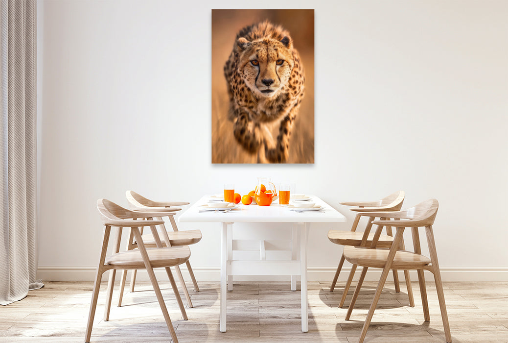 Premium Textil-Leinwand Gepard im Lauf
