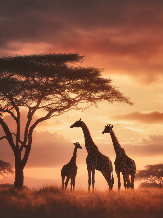 Giraffen unter dem Abendhimmel - CALVENDO Foto-Puzzle'