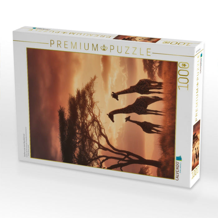 Giraffen unter dem Abendhimmel - CALVENDO Foto-Puzzle'