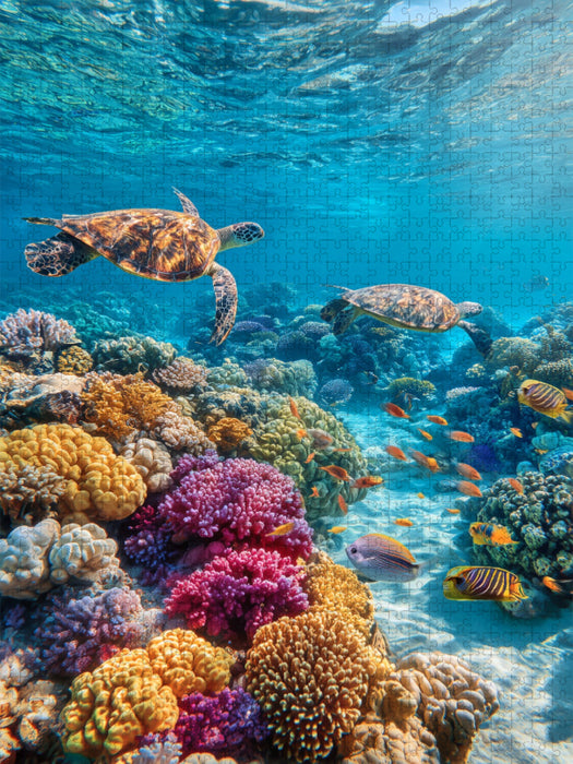 Korallenriff mit Meeresschildkröten - CALVENDO Foto-Puzzle'
