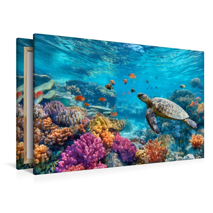 Premium Textil-Leinwand Korallenriff, ein Tanz aus Licht und Leben