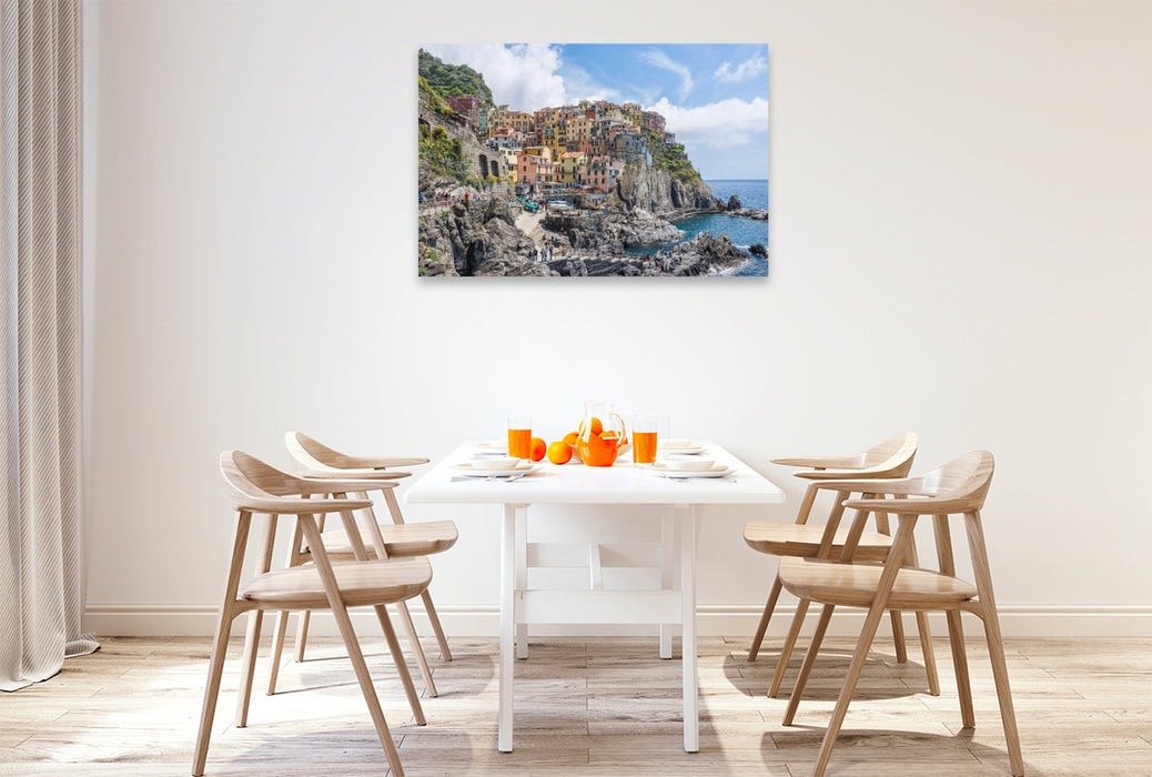Premium Textil-Leinwand Le Cinque Terre, Riomaggiore, Italien