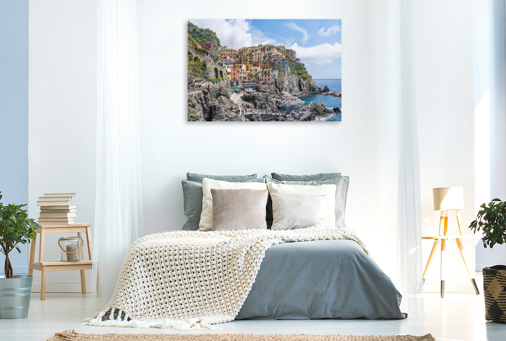 Premium Textil-Leinwand Le Cinque Terre, Riomaggiore, Italien