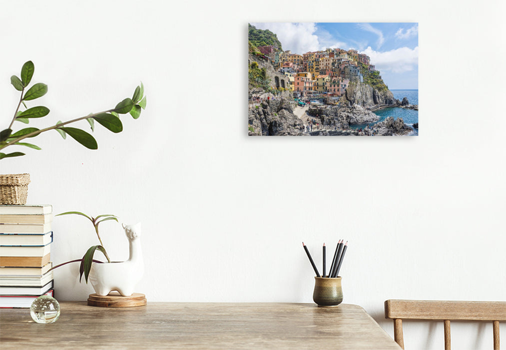 Premium Textil-Leinwand Le Cinque Terre, Riomaggiore, Italien