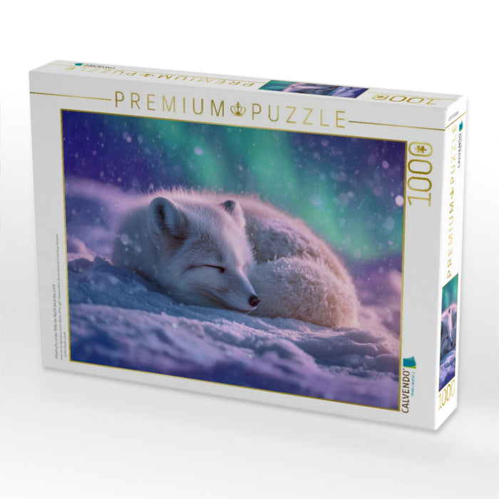 Polarfuchs, in der Stille der Nacht tanzt das Licht - CALVENDO Foto-Puzzle'