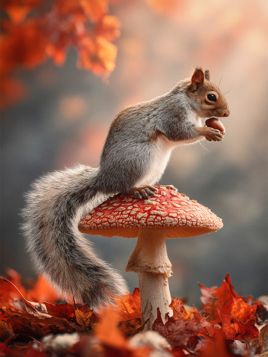 Ein König auf seinem Herbstthron, das Leben ist ein Nussabenteuer - CALVENDO Foto-Puzzle'