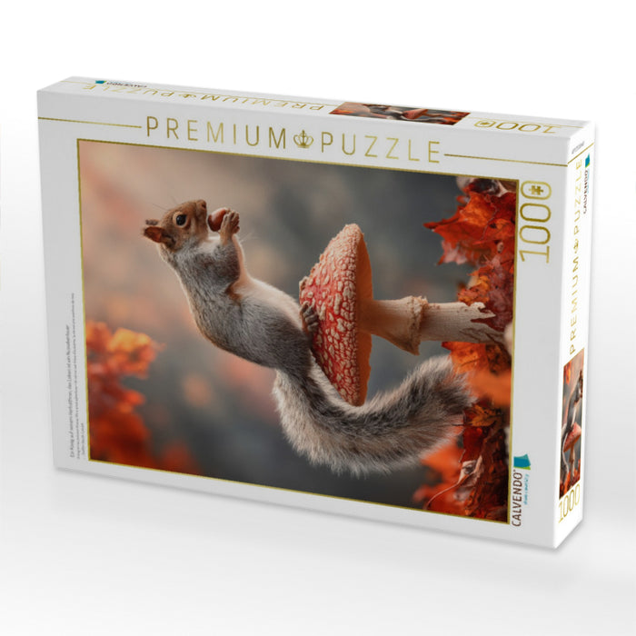 Ein König auf seinem Herbstthron, das Leben ist ein Nussabenteuer - CALVENDO Foto-Puzzle'