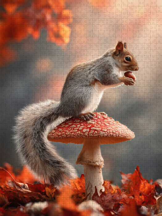 Ein König auf seinem Herbstthron, das Leben ist ein Nussabenteuer - CALVENDO Foto-Puzzle'