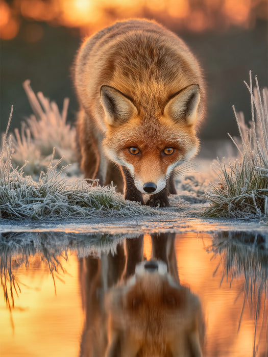 Wenn selbst der Frost innehält, um den Fuchs zu beobachten - CALVENDO Foto-Puzzle'