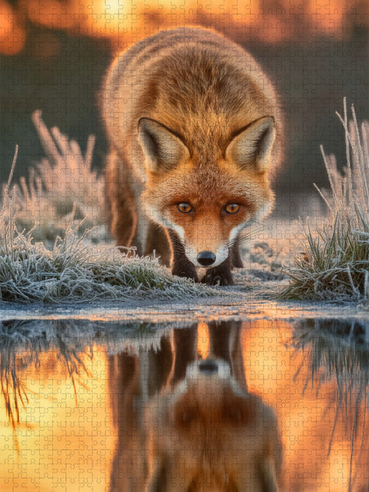 Wenn selbst der Frost innehält, um den Fuchs zu beobachten - CALVENDO Foto-Puzzle'