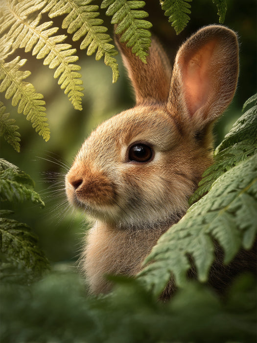 Neugier blinzelt zwischen Farn und Sonne und das Leben lacht zurück - CALVENDO Foto-Puzzle'