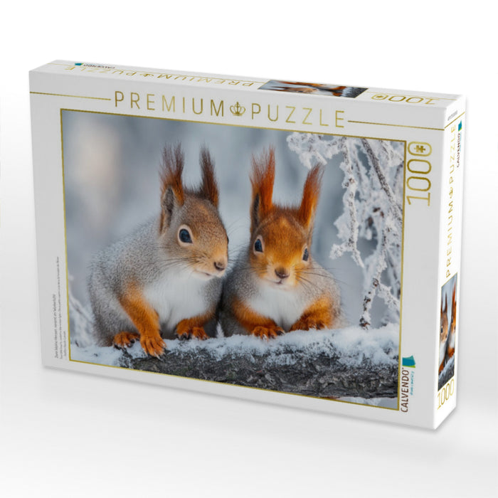 Zwei kleine Herzen, vereint im Winterlicht - CALVENDO Foto-Puzzle'