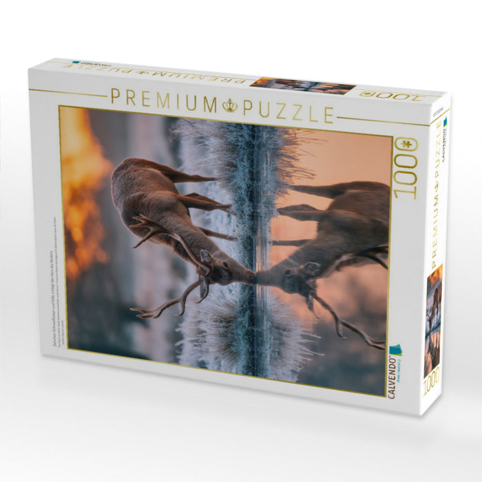 Zwischen Schneeflocken und Stille schlägt das Herz des Winters - CALVENDO Foto-Puzzle'