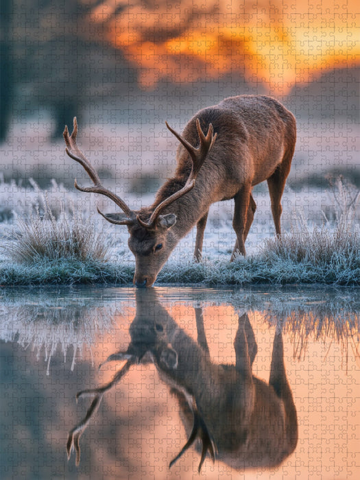 Zwischen Schneeflocken und Stille schlägt das Herz des Winters - CALVENDO Foto-Puzzle'
