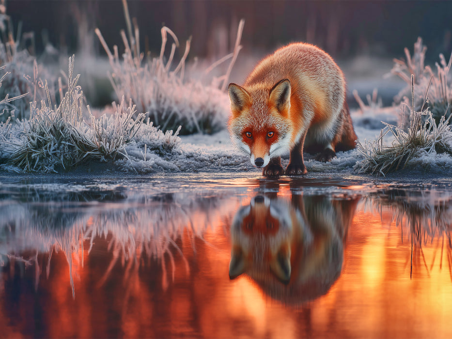Sanft atmet der Fuchs den Wintermorgen ein - CALVENDO Foto-Puzzle'