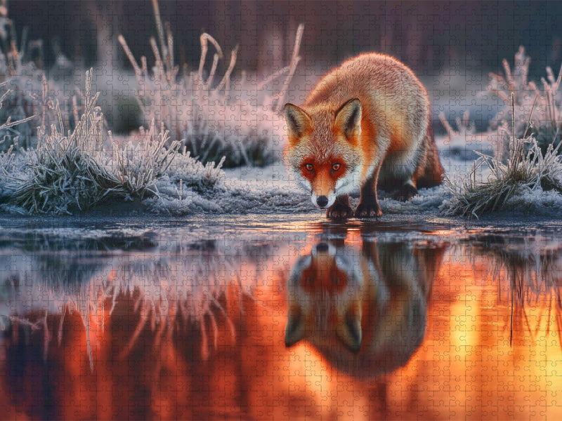 Sanft atmet der Fuchs den Wintermorgen ein - CALVENDO Foto-Puzzle'