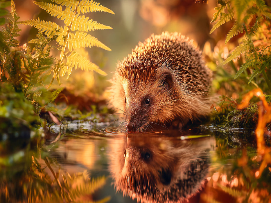 Ein Schluck Sommer, der Igel stillt seinen Durst - CALVENDO Foto-Puzzle'