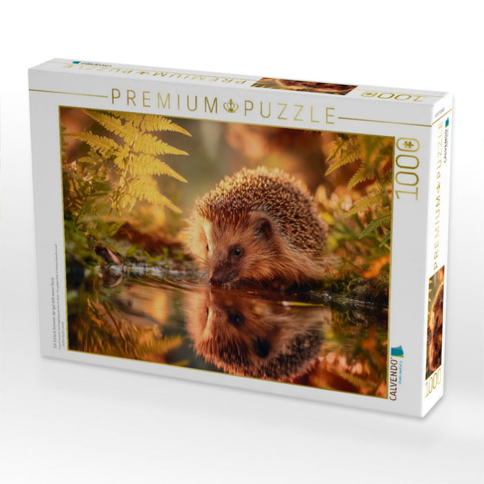 Ein Schluck Sommer, der Igel stillt seinen Durst - CALVENDO Foto-Puzzle'