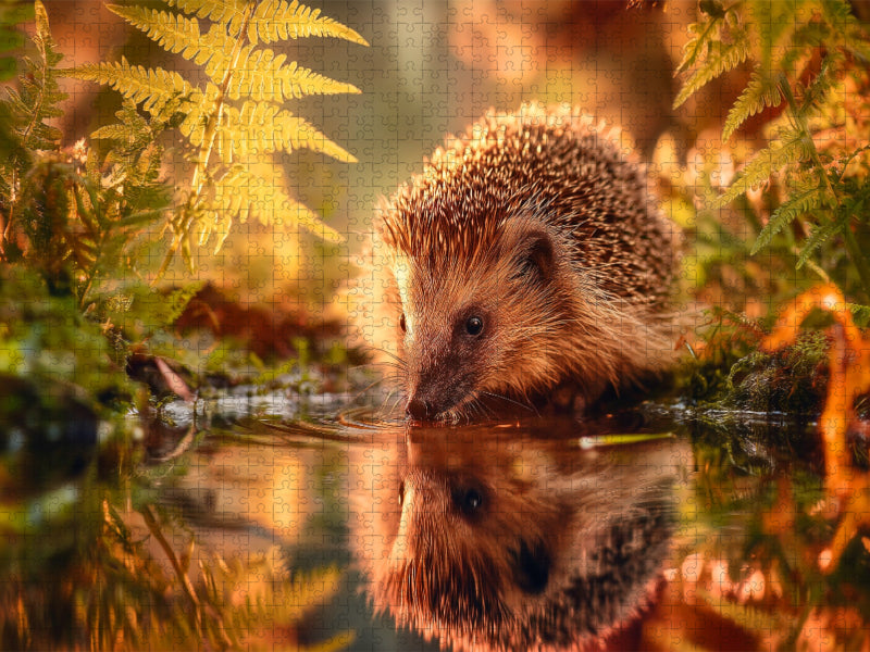 Ein Schluck Sommer, der Igel stillt seinen Durst - CALVENDO Foto-Puzzle'