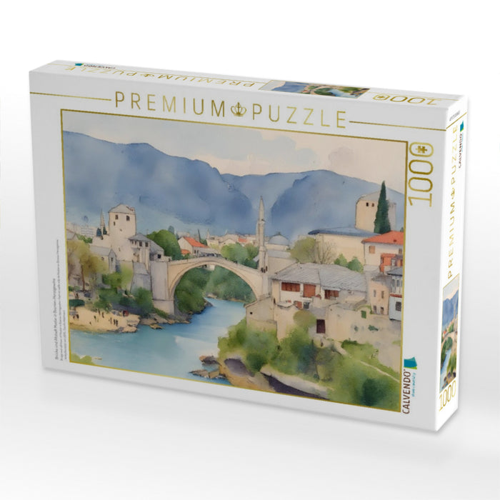 Brücke und Altstadt Mostar in Bosnien-Herzogowina - CALVENDO Foto-Puzzle'