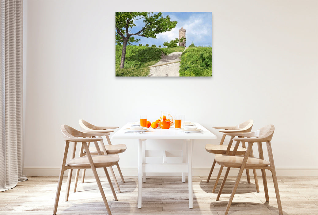 Premium Textil-Leinwand Aschersleben – Westdorfer Warthe (Hexenturm) um 1907