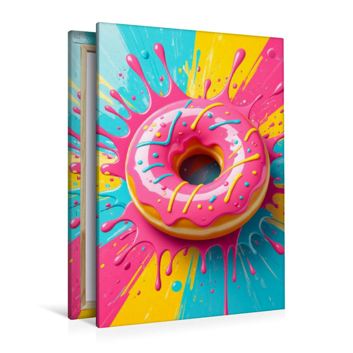 Premium Textil-Leinwand Pink Donut im Zuckerglanz