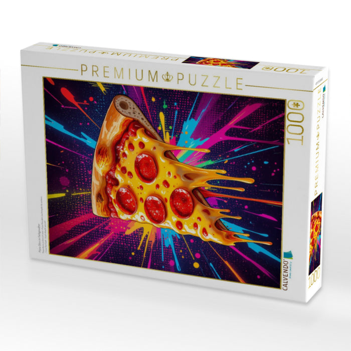 Pizza Slice im Farbgewitter - CALVENDO Foto-Puzzle'