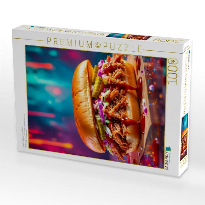 Pulled Pork Burger im Farbfeuer - CALVENDO Foto-Puzzle'