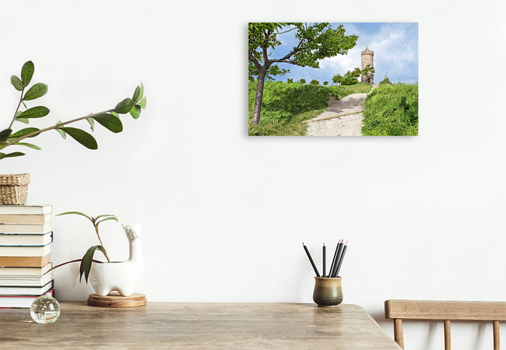 Premium Textil-Leinwand Aschersleben – Westdorfer Warthe (Hexenturm) um 1907