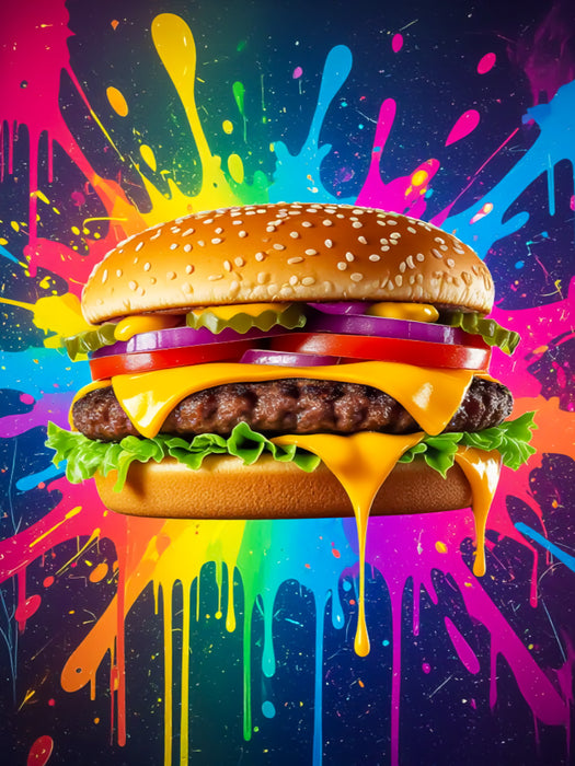 Cheeseburger im Farbflash - CALVENDO Foto-Puzzle'