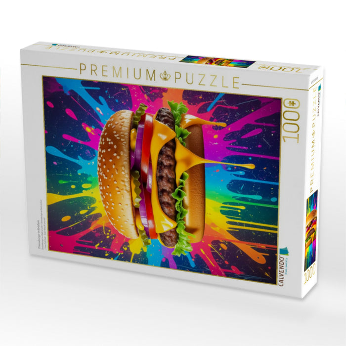 Cheeseburger im Farbflash - CALVENDO Foto-Puzzle'