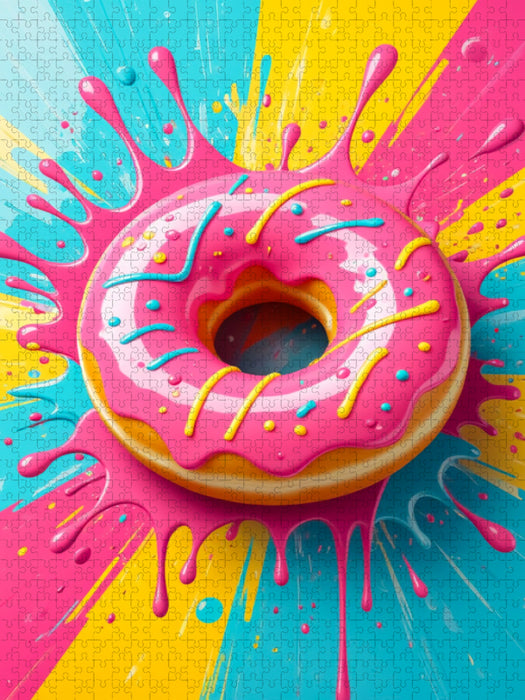 Pink Donut im Zuckerglanz - CALVENDO Foto-Puzzle'