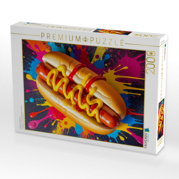 Hot Dog im Farbsturm - CALVENDO Foto-Puzzle'