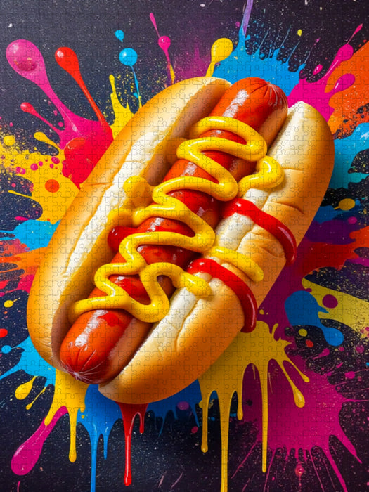 Hot Dog im Farbsturm - CALVENDO Foto-Puzzle'