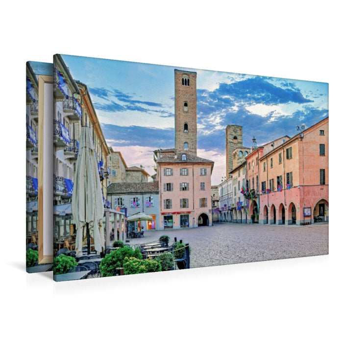 Premium Textil-Leinwand Trüffel Stadt Alba im Piemont